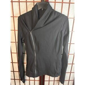 Lululemon Women Jacket 8 Black BHAKTI Yoga Asymetric Full Double Zip Pockets
